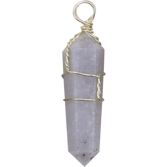 Wire Wrapped Point Pendant - Blue Chalcedony