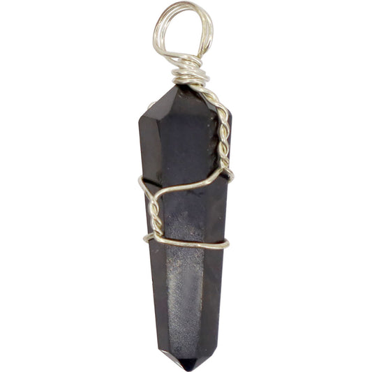 Wire Wrapped Point Pendant - Shungite