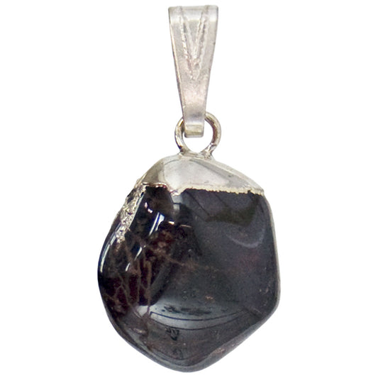 Tumbled Stone Pendant Garnet W/ Silver Cap