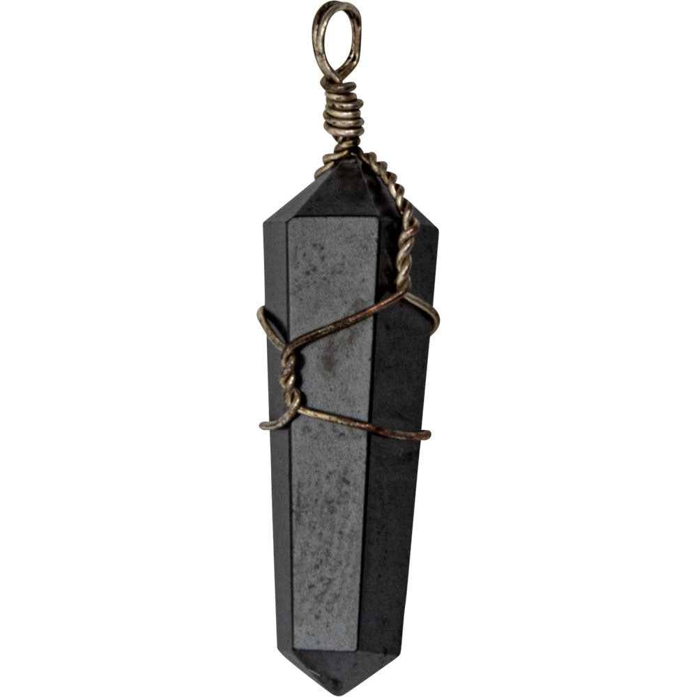 Wire Wrapped Point Pendants - Hematite