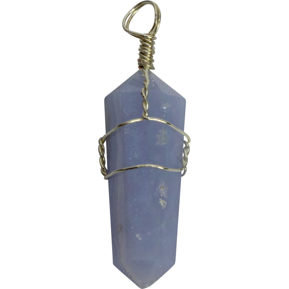 Wire Wrapped Point Pendants - Blue Lace Agate