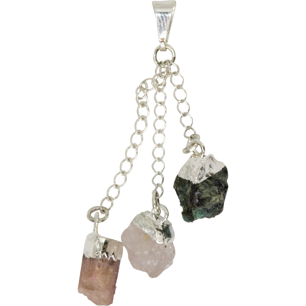 Gemstone Pendant - Love - Emerald, Pink Tourmaline, Rose Quartz