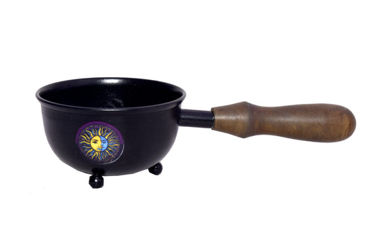3" Celestial Metal Smudge Pot With Handle