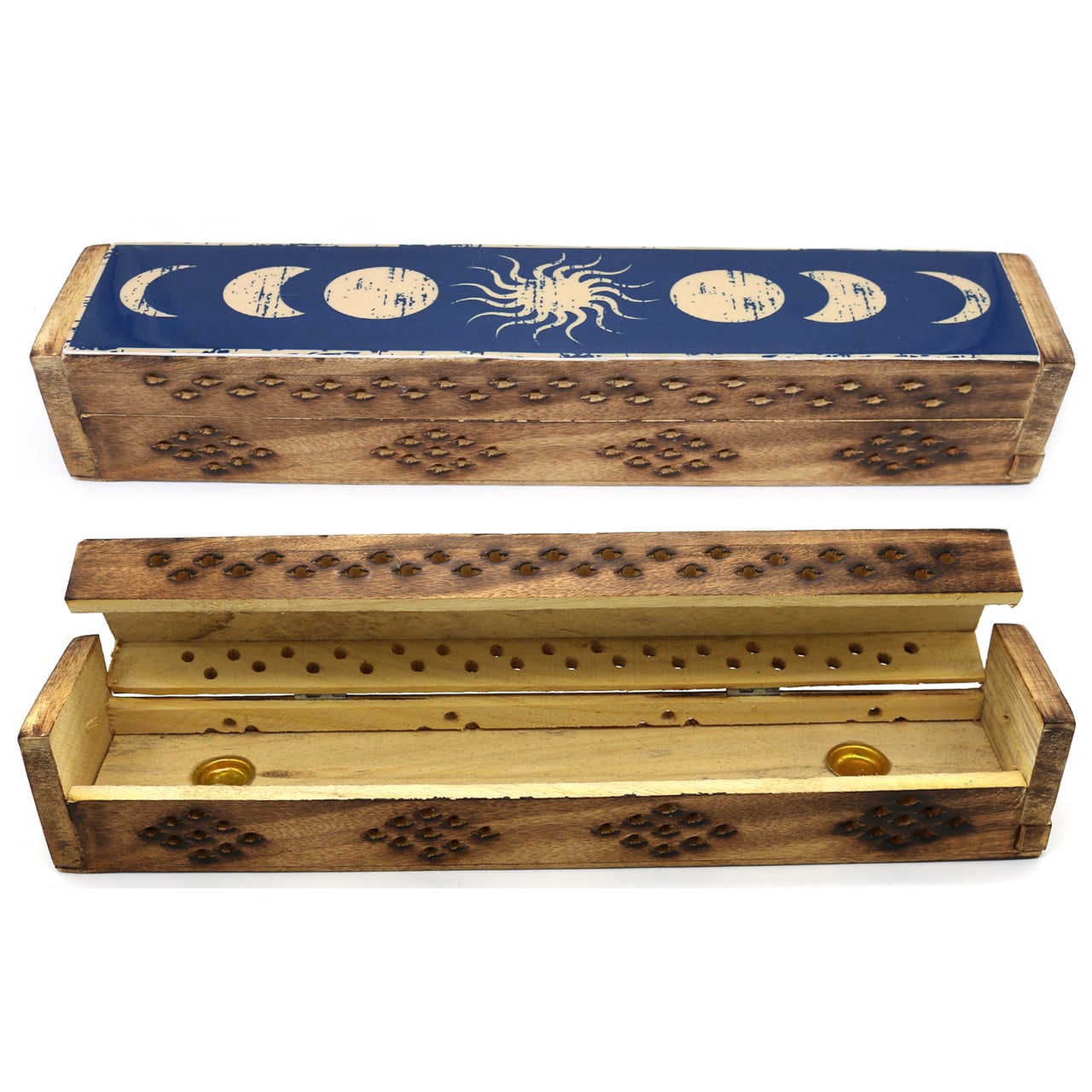 Celestial Phases Wooden Incense Coffin Box