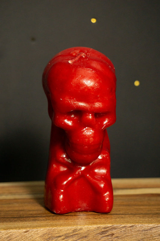Skull Figure Candle Red