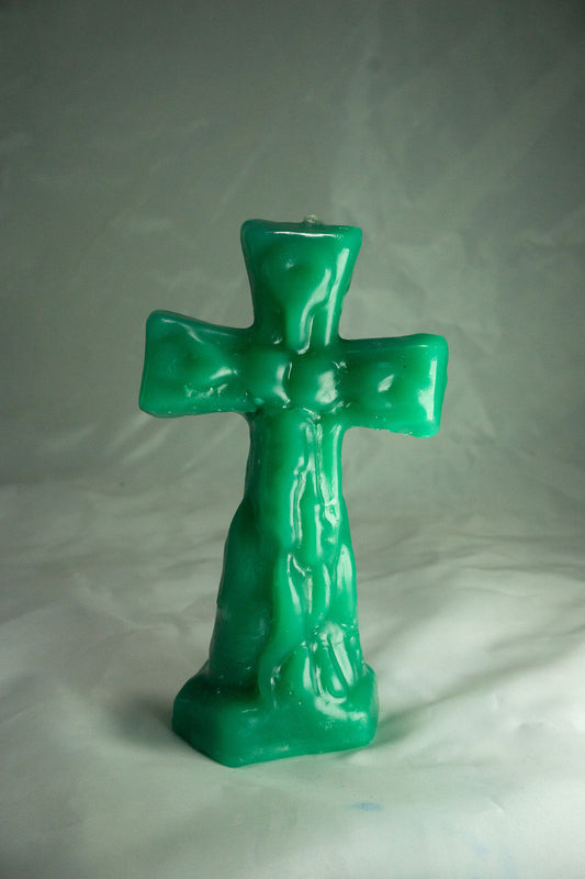 Cross Figure Candle Green