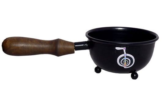 3" Seven Chakras Metal Smudge Pot With Handle