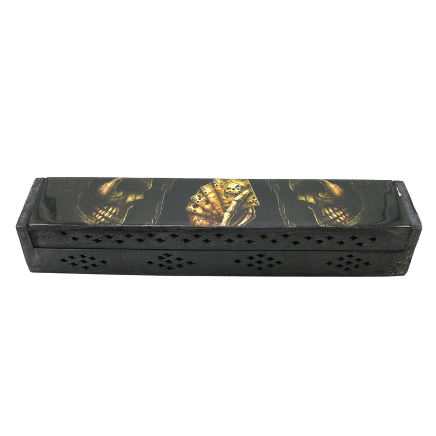 Skull Of Luck Black Wooden Coffin Box