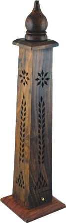 12" Wooden Incense Tower - Pointed top
