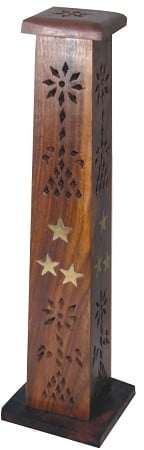 12" Wooden Incense Tower W/Stars - 65173