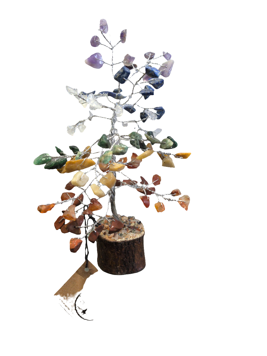 100 stone Chakra/wood base Gemstone Tree