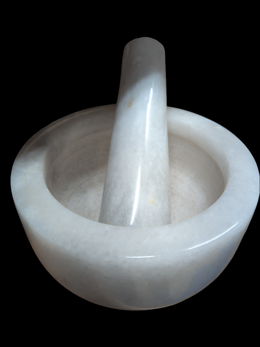 5" White Marble Mortor and Pestal