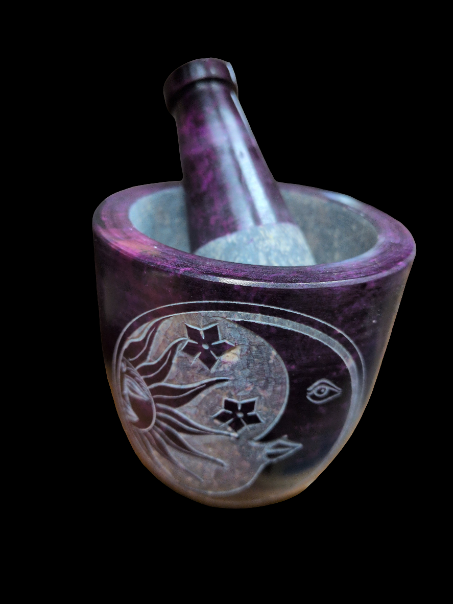 3.5" Purple Dyed Stone Mortor and Pestal