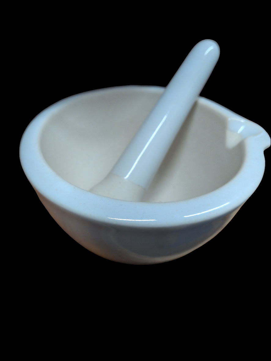 9" White Ceramic Mortor and Pestal