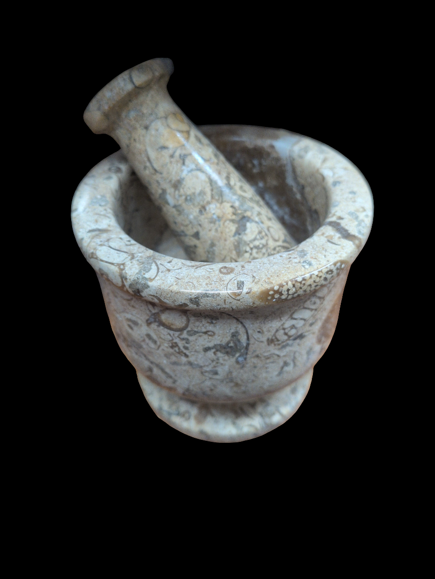 3.5" Fossil Mortor and Pestal