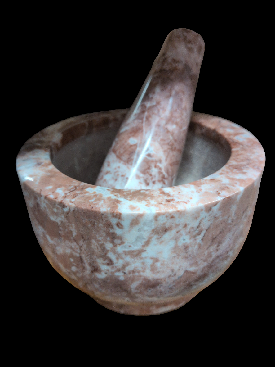 6" Red Marble Mortor and Pestal