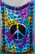 Handloom Tapastry Tie Dye Peace Sign Multi 55 x 85