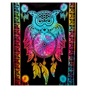 Cotton Powerloom Dream Catcher Owl Tapastry Tie Dye 54 x 84