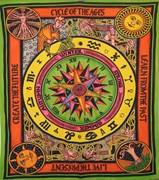 Cotton Hand Brush Zodiac Print tapastry Multi Color 82 x 92