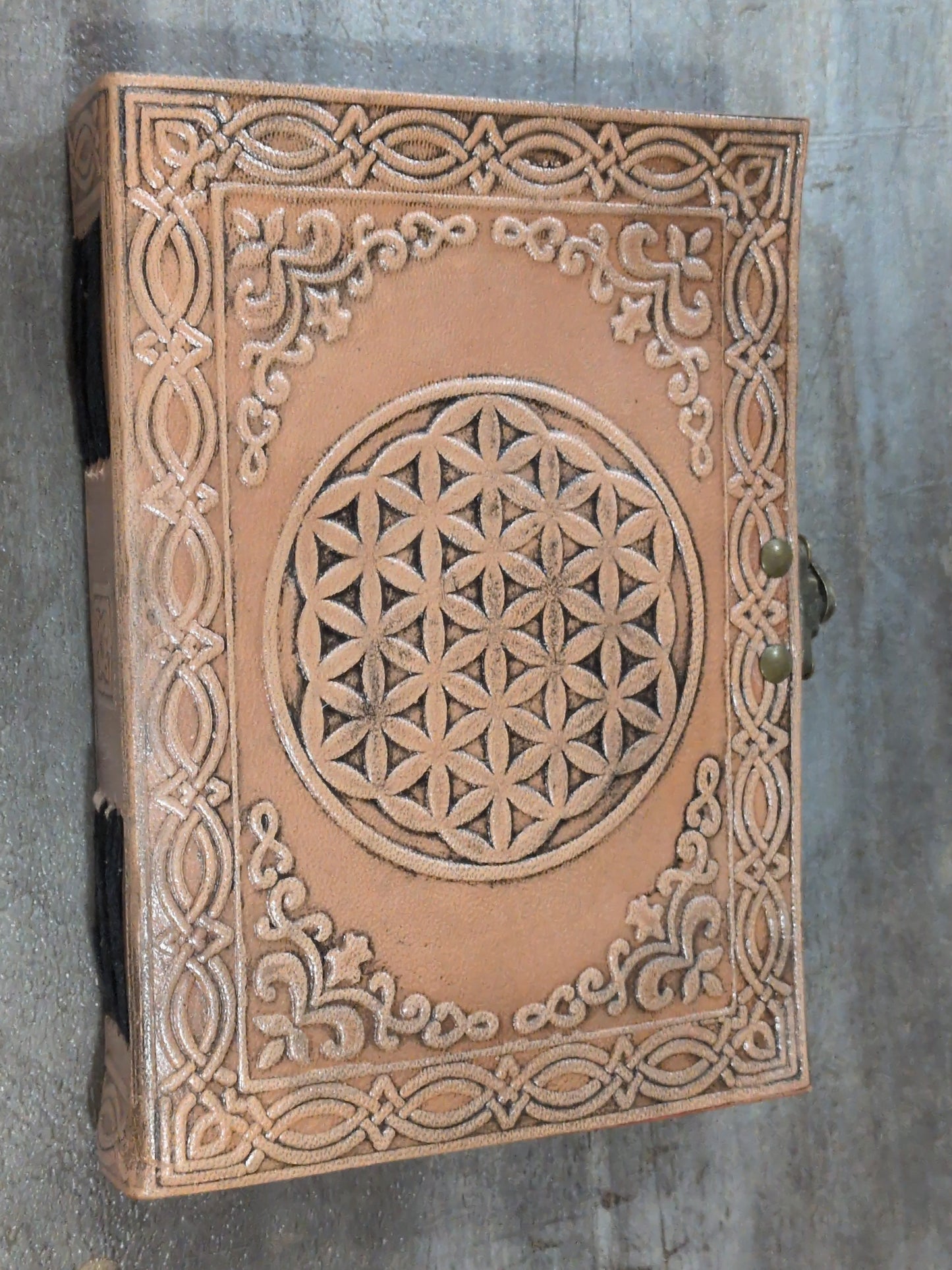 Flower of Life light tone Leather Journal 5x7