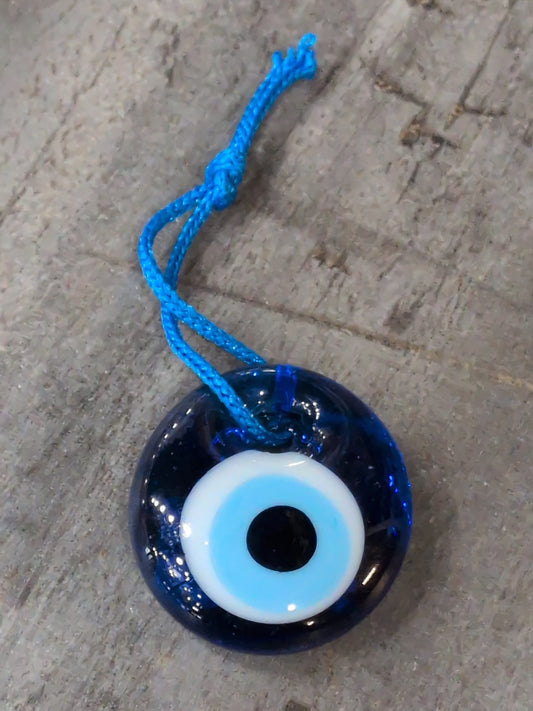 1" Glass Evil Eye Talisman with blue String