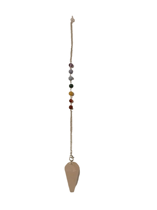 Rose Quartz Point With Chakra Beads Pendulum