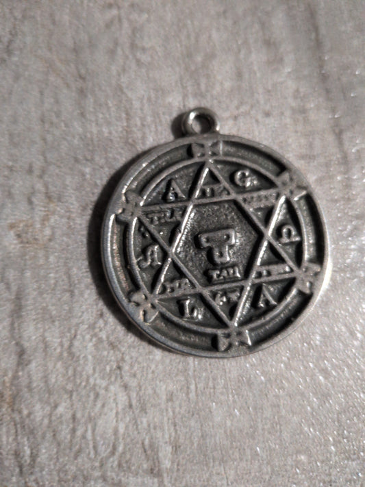 Solomon's Hexagram Pewter Pendant w/ Fabric cord -Assorted colors
