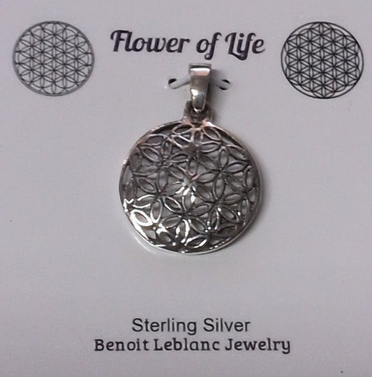Flower of Life Sterling Silver Pendant (Circle Design)
