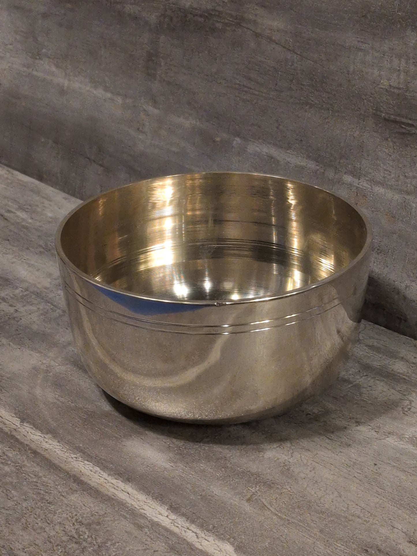 6" Machine Carved Brass Tibetan Singing Bowl w/ striker