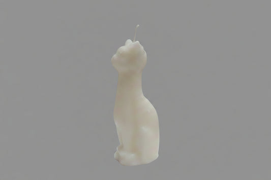 5" White Cat Figure Candle