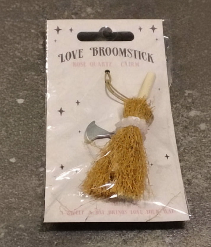 Love Broomstick Rose Quartz Car Charm