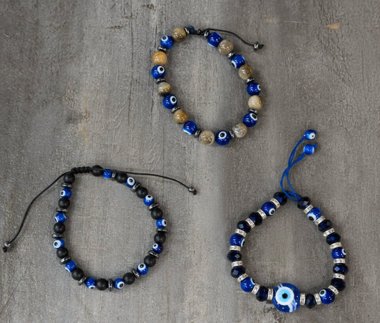 Beaded macrame Evil Eye bracelet -Assorted colors