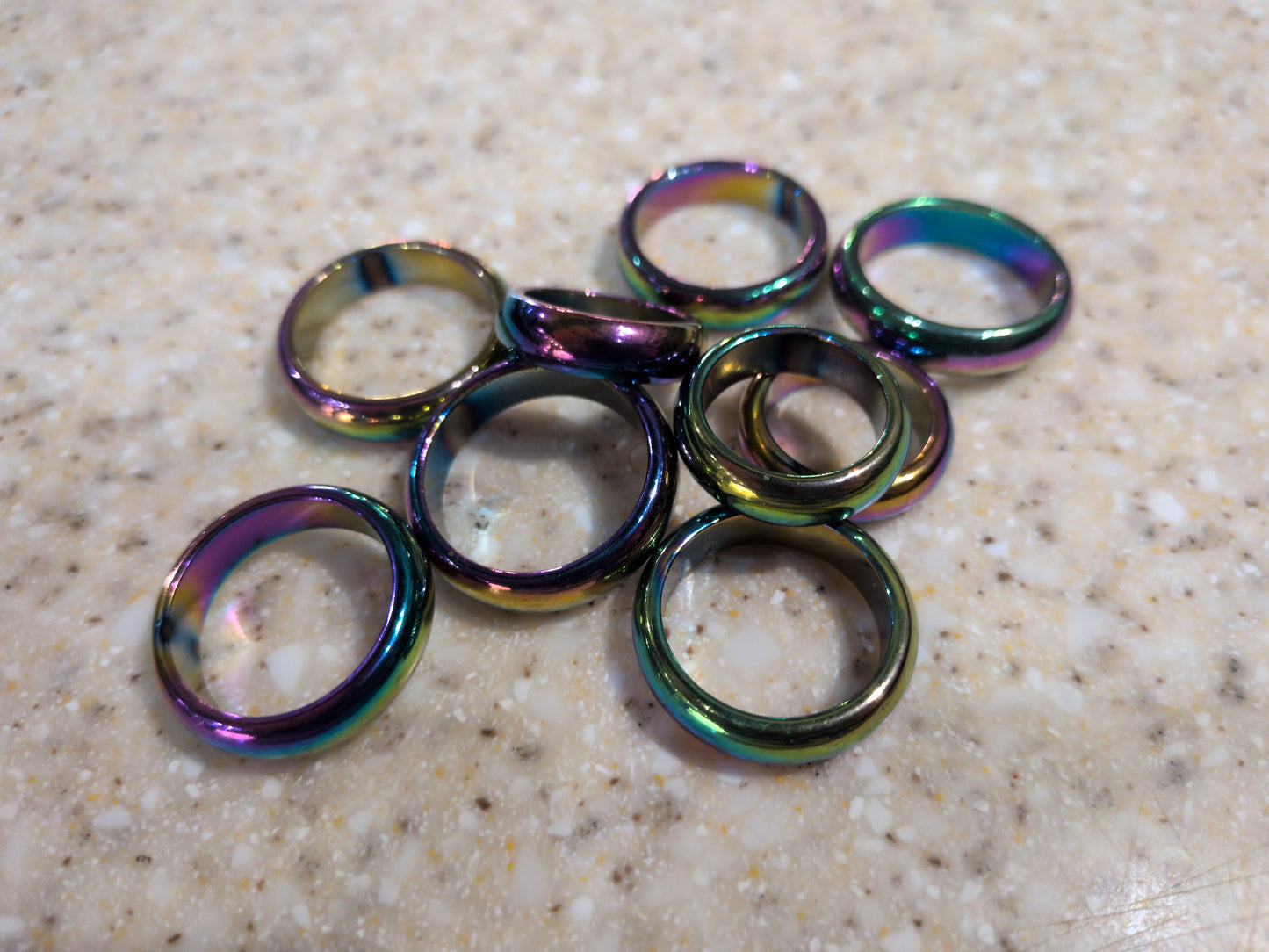 Rainbow Hematite ring (Assorted sizes)