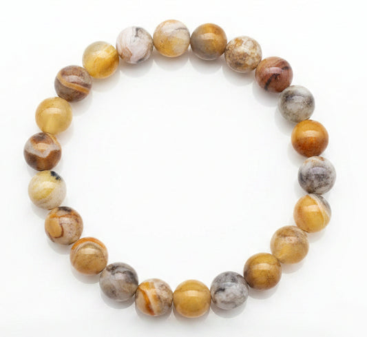 8mm Crazy Lace Agate round bead bracelet