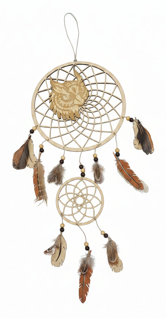 Wooden Lazer Cut Dreamcatcher - Owl