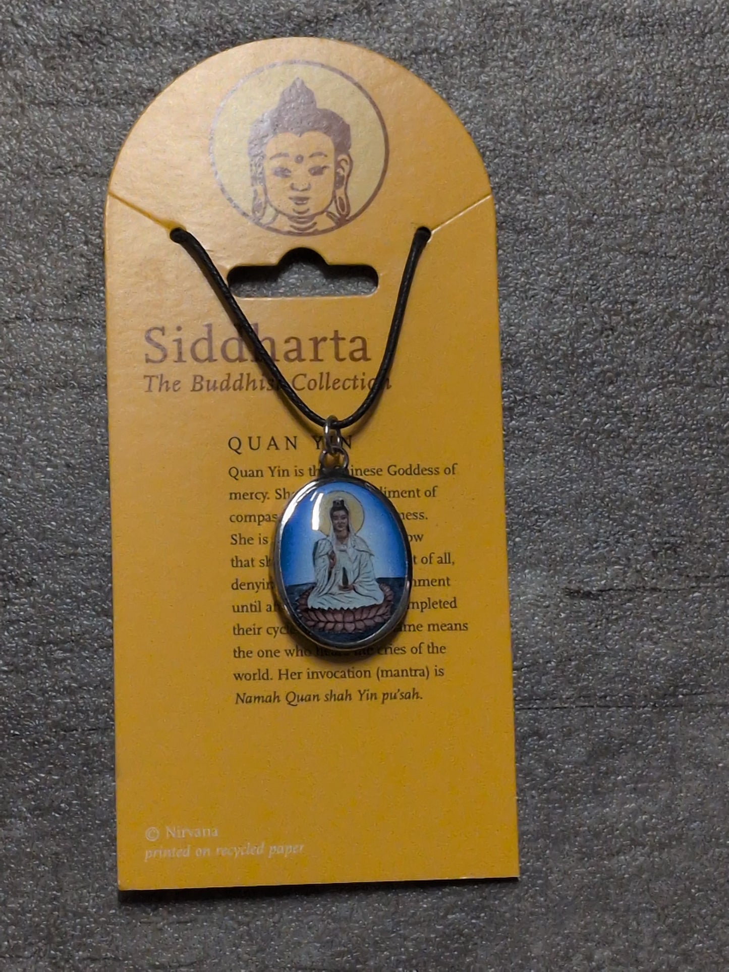 Siddharta/ Buddhist Collection Quan Yin (white robe)Pewter Pendant
