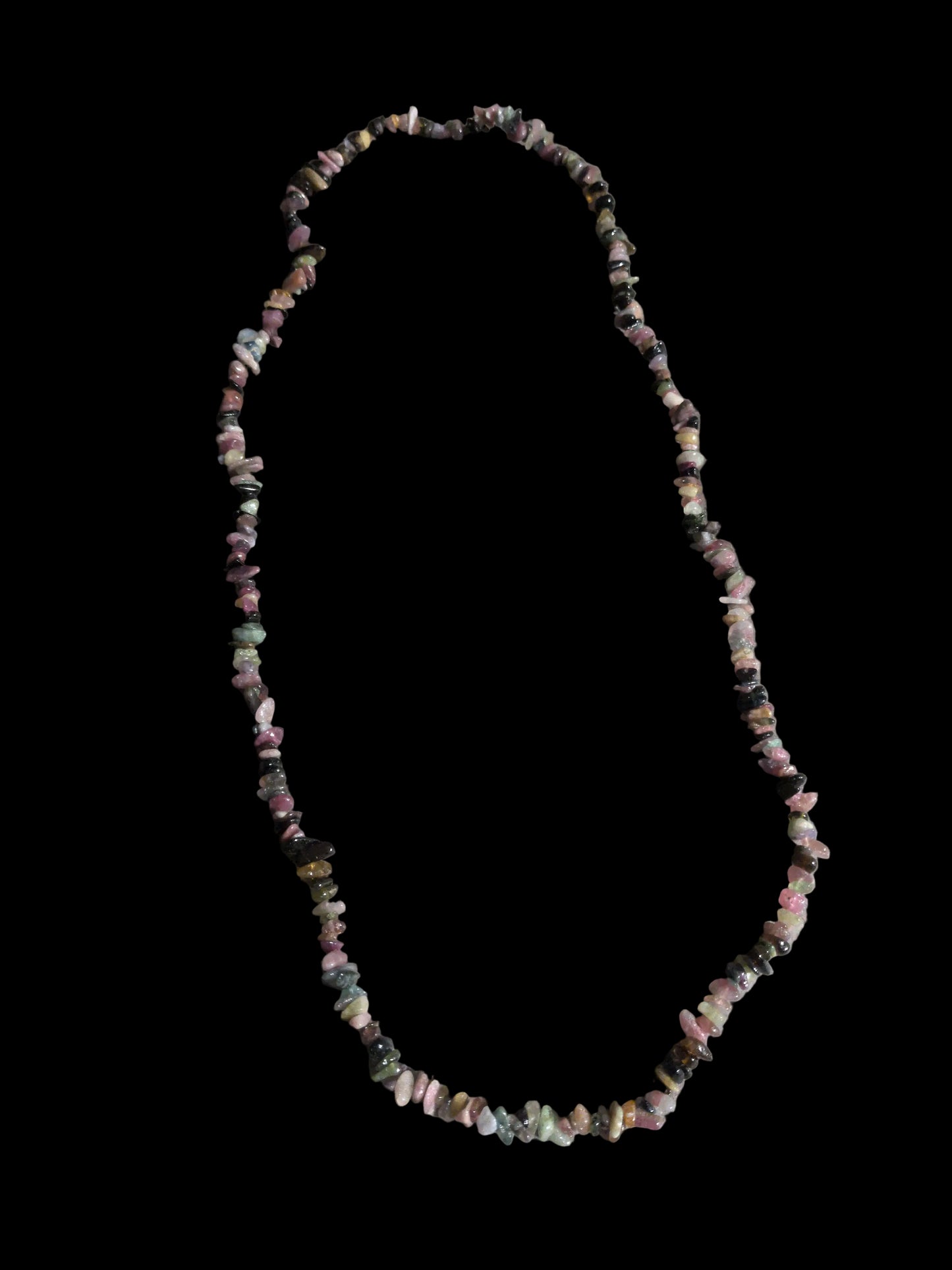 Gemstone Chips Necklace- Multi color Tourmaline