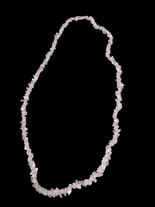 Gemstone Chips Necklace- Rose Quartz