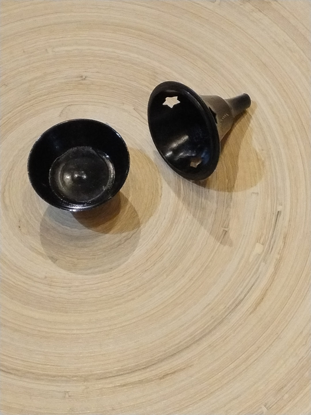 Black Conical Incense burner w/ Golden Etching