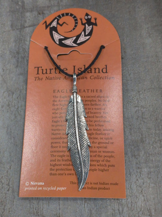 Turtle Island (Native American Collection) Pointed Eagle Feather Pewter Pendant