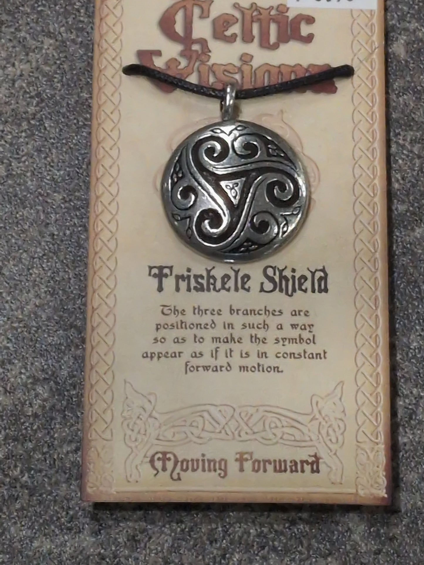 Celtic Visions Triskele Shield Pewter Pendant w/ Leather cord