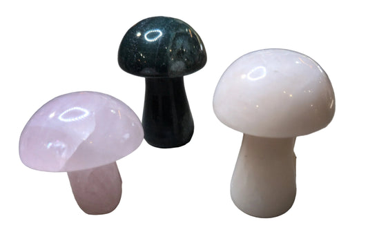 2" Gemstone Mushroom- Assorted stones- Rose Quartz, Bloodstone