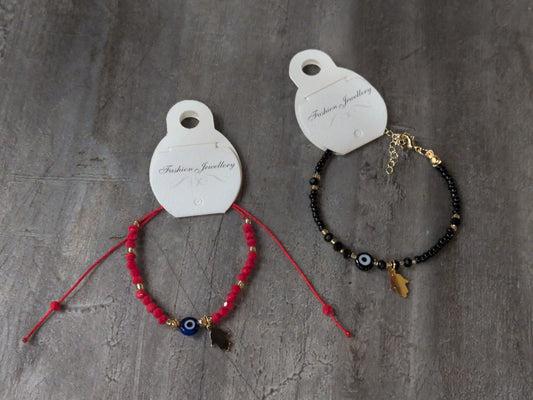 Small Beaded bracelet with Fatima Hand Charm Assorted colors/styles