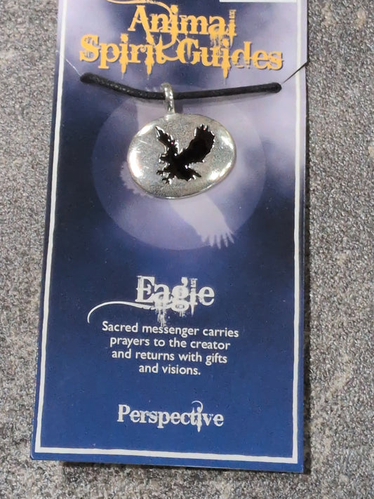 Spirit Animal Guides Eagle Pewter Pendant w/ Leather cord
