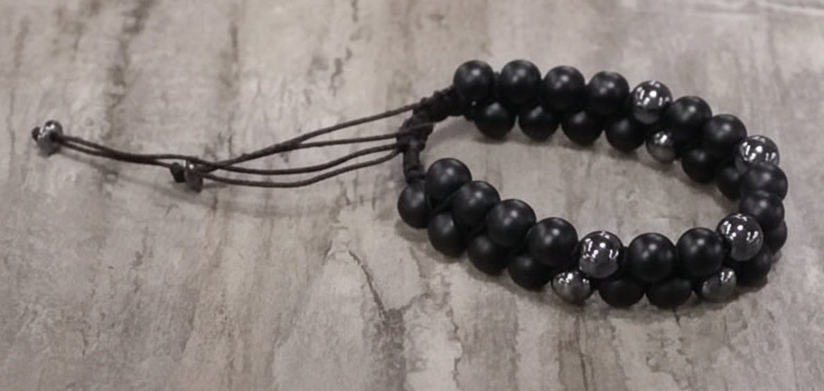 Adjustable Macrame Two Gemstone Bracelet