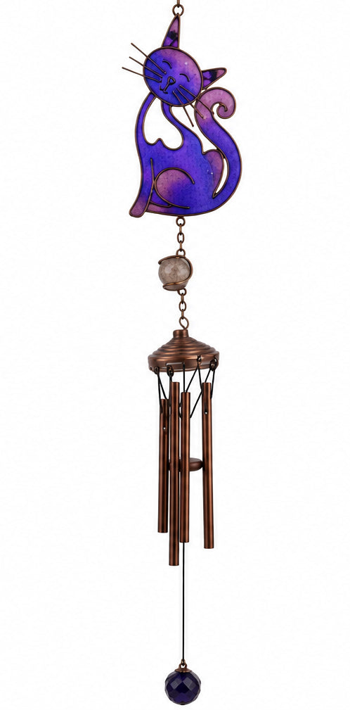 Purple Slinky Cat Wind Chime - 14495