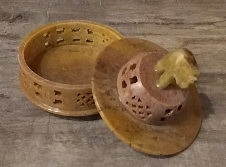 Soap Stone Elephant Incense burner dish