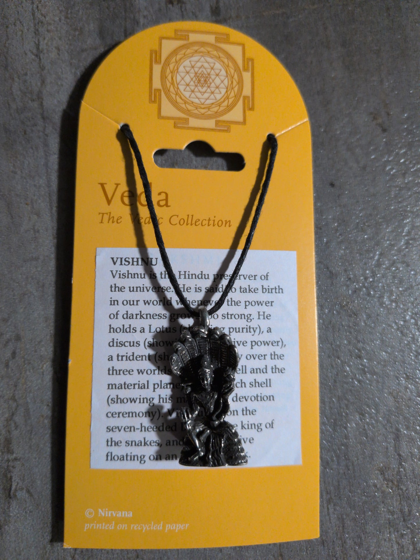 Veda / Vedic Collection Vishnu (on Throne) Pewter Pendant