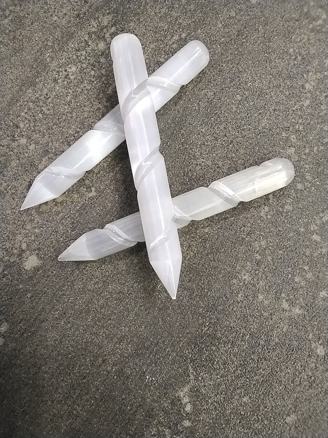Polished Spiral Single Point Selenite Wand