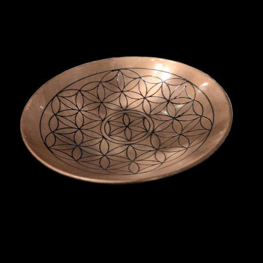 6" Copper Tone Flower of Life Offering Bowl